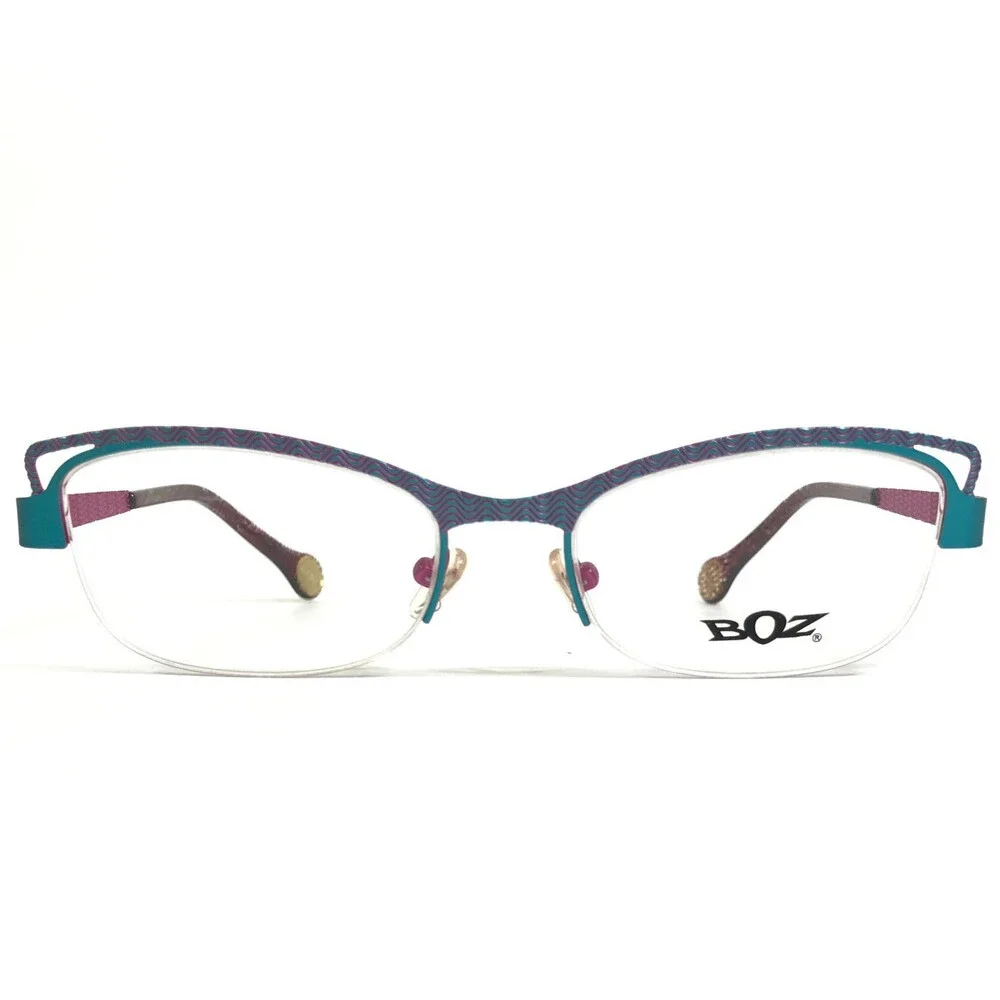 BOZ Eyeglasses Frames WELL 2480 Blue Pink Cat Eye Half Rim 52.5-18-140
